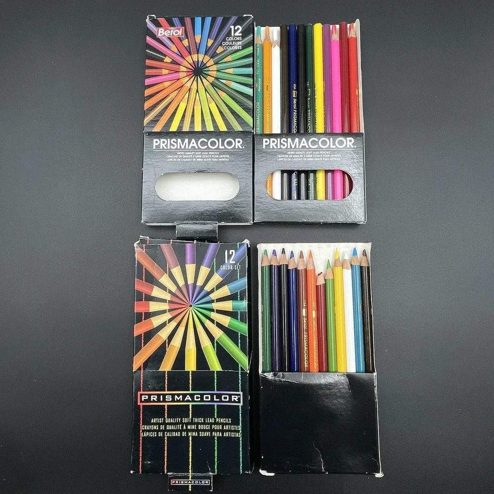 Vintage‎ Prismacolor Berol 12 Color Pencil Sets 1993 1996 USA Lot 2
